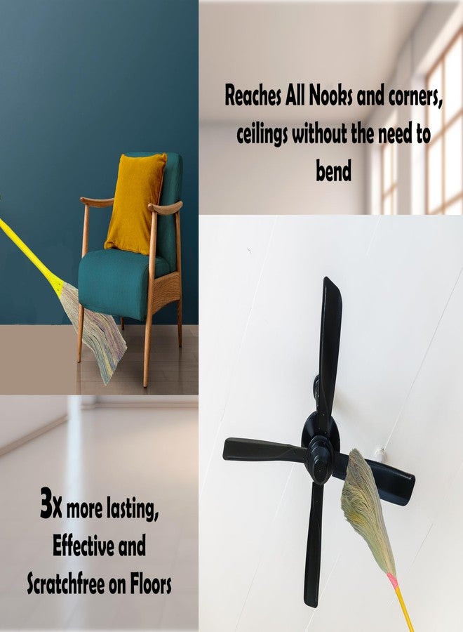 UMD 6 Finger Dustfree Natural Grass Broom, No backpain Broom, Jadoo Marne wala, jaduu dusting Sweeping Floor Cleaning Pack of 1 (4) - Image 4
